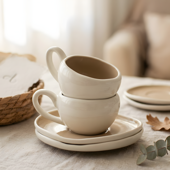 Tea Cup and Saucer Set - 6 Pcs